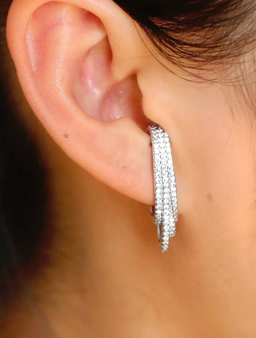 Arete solitario Triple Shiny Silver