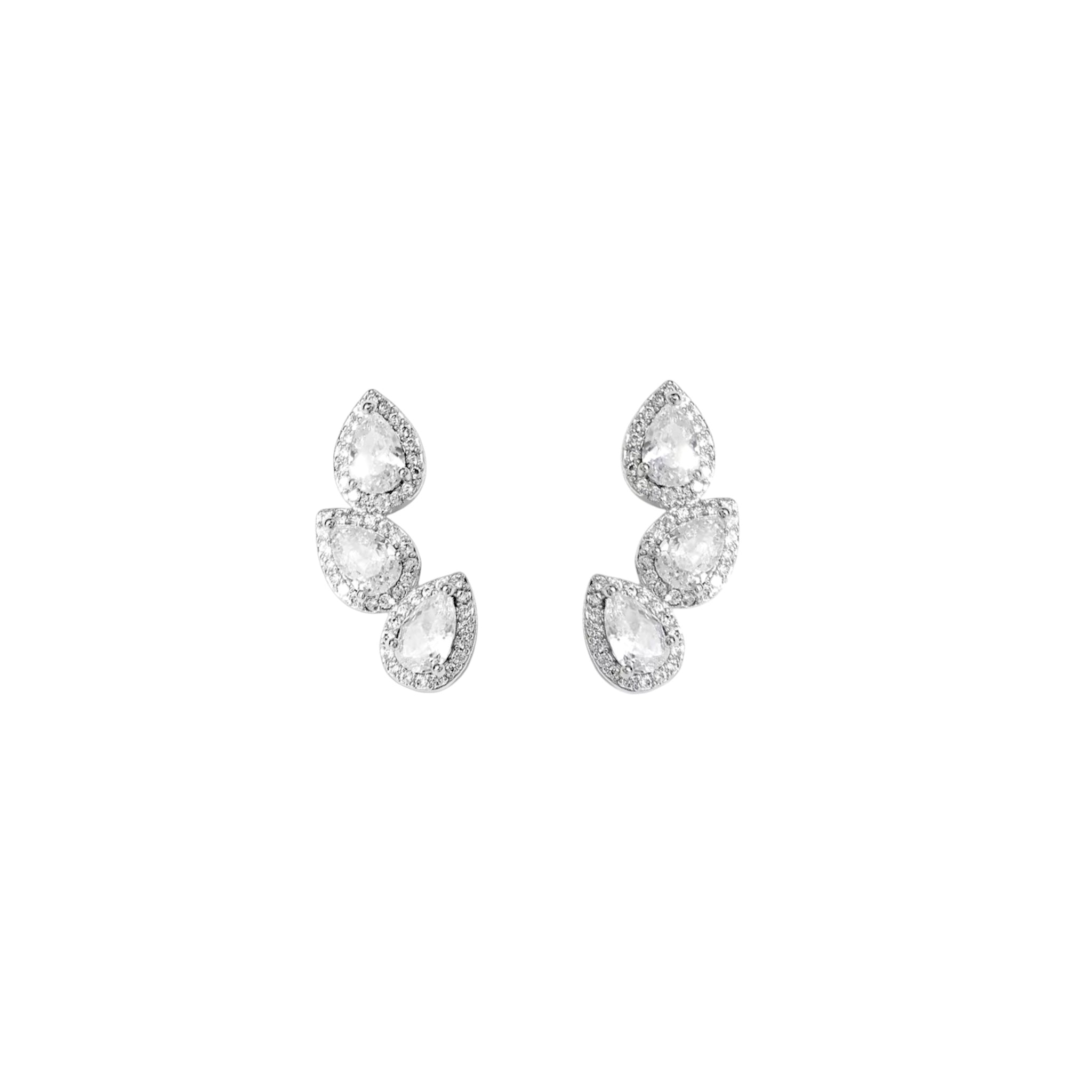 Aretes Triple Tears Silver Stud