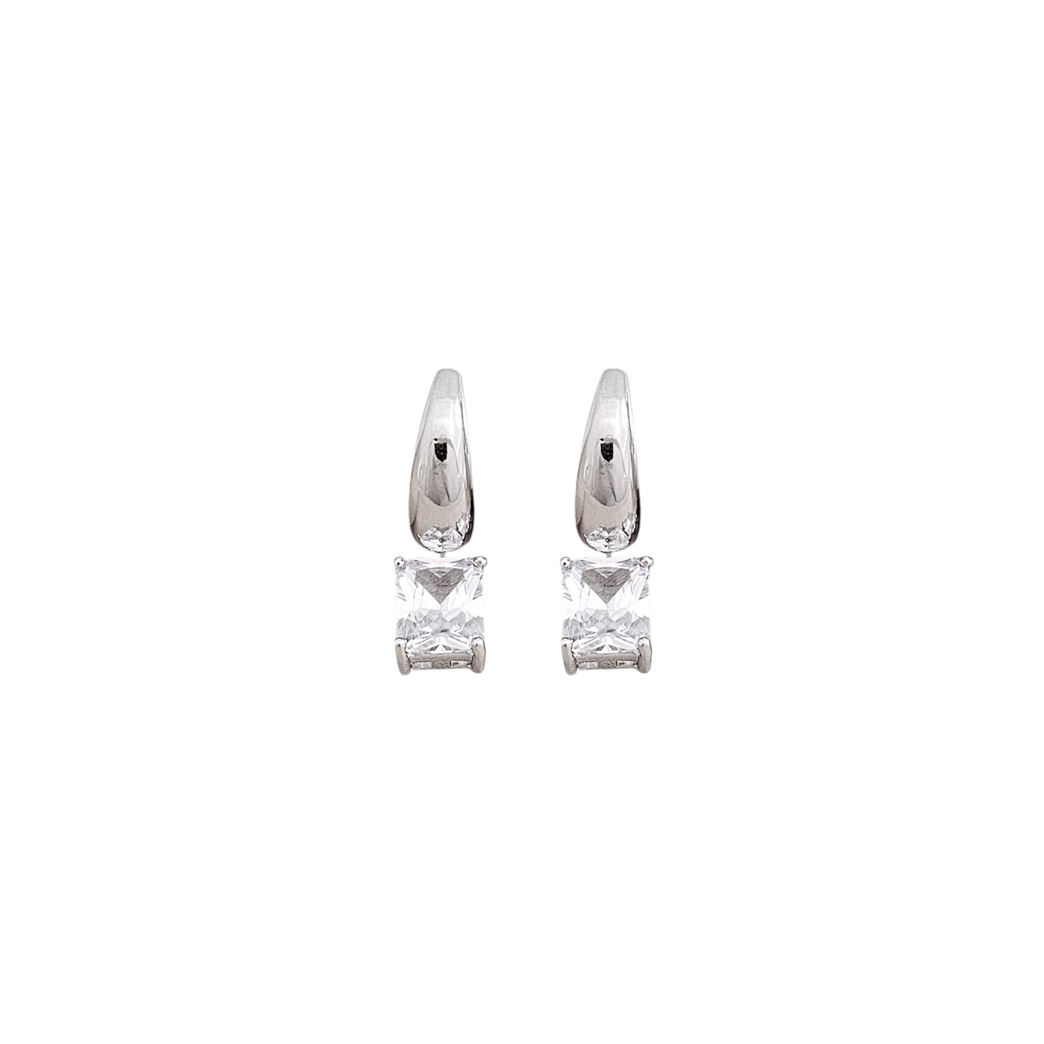 Aretes Cuadri Silver Hoops
