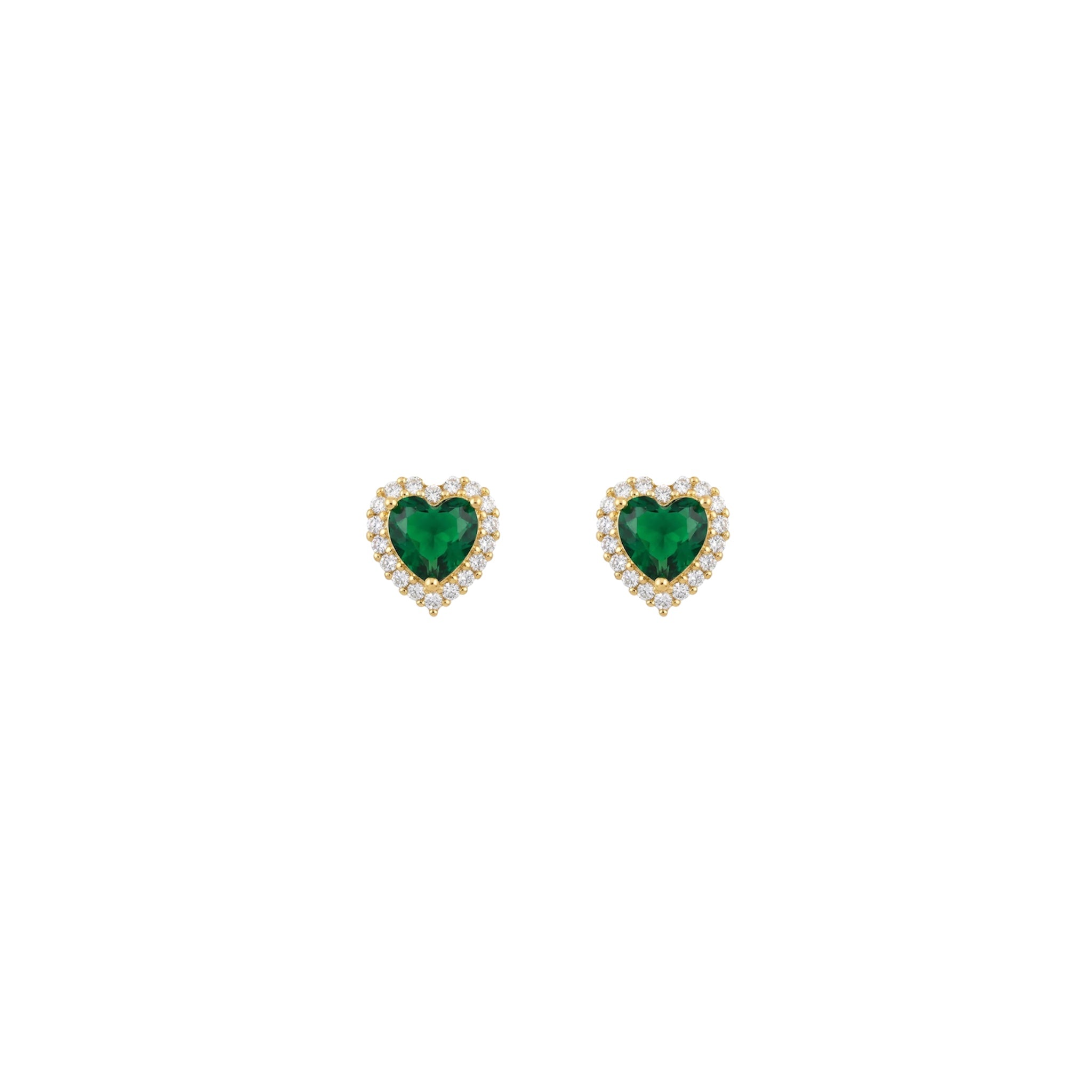 Aretes Mini Green Heart Golden Studs