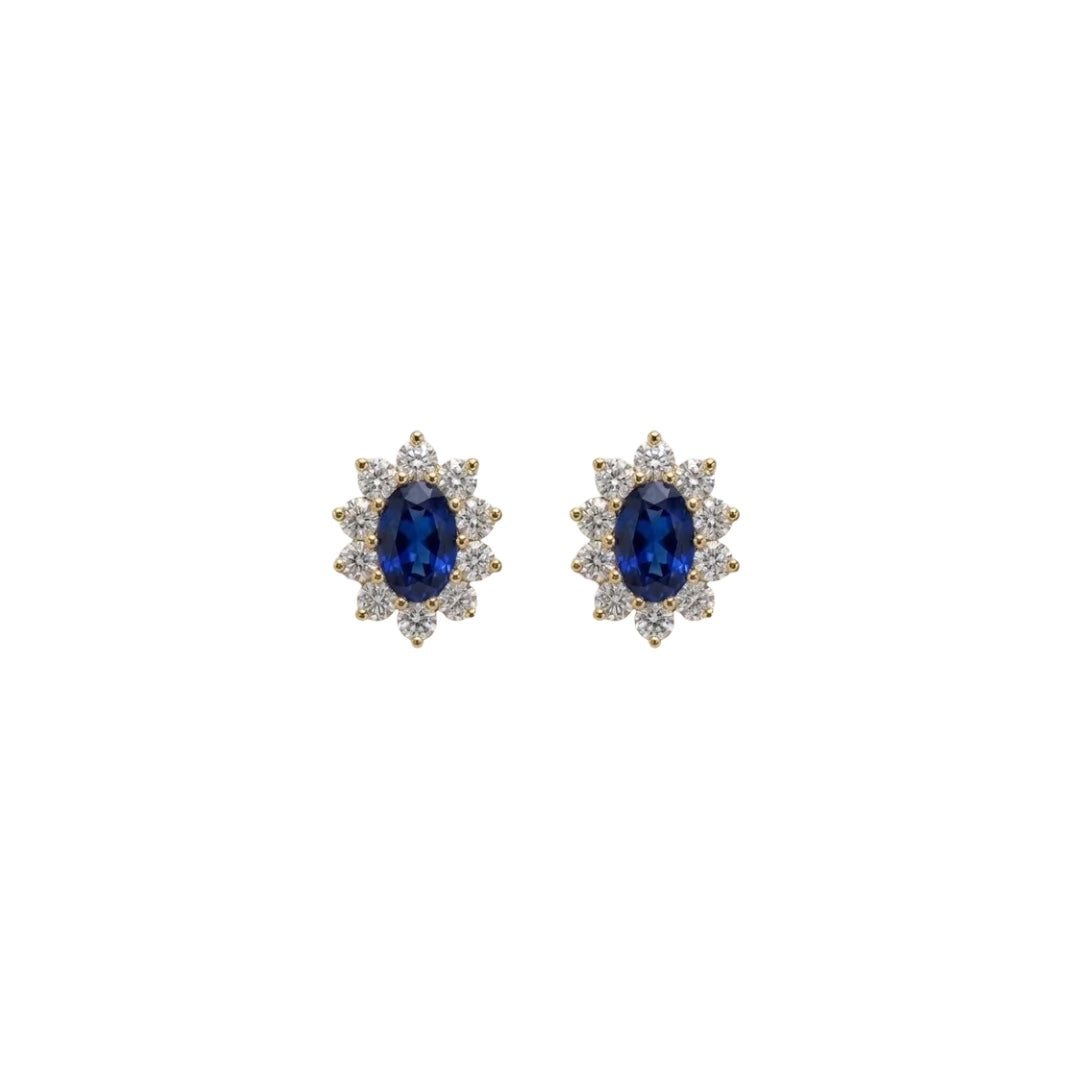 Aretes Blue Oval Golden Studs