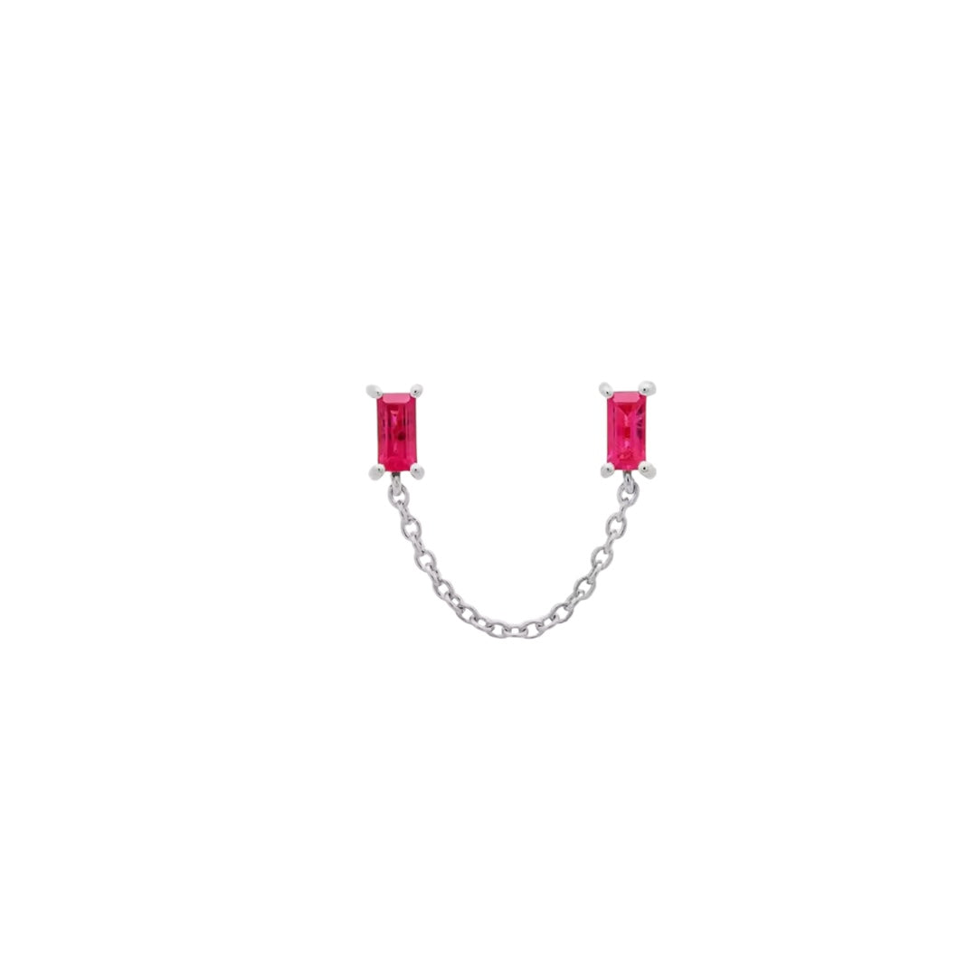Aretes Chain Silver & Pink